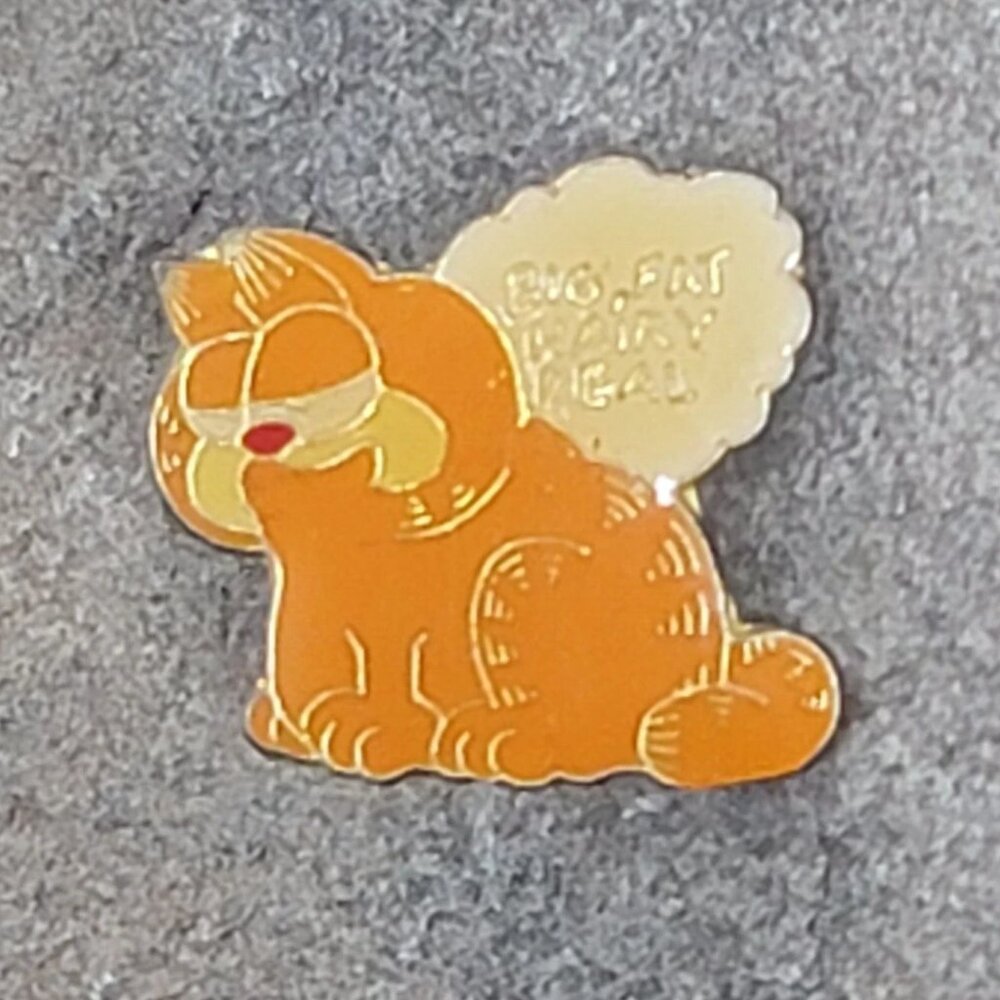 Garfield Big Fat‎ Hairy Real Comic Cat Bubble Sayings Souvenir Lapel Hat Pin